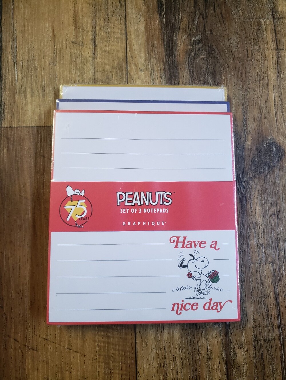 Set Of 3 75th Anniversary Peanuts Notepad Set